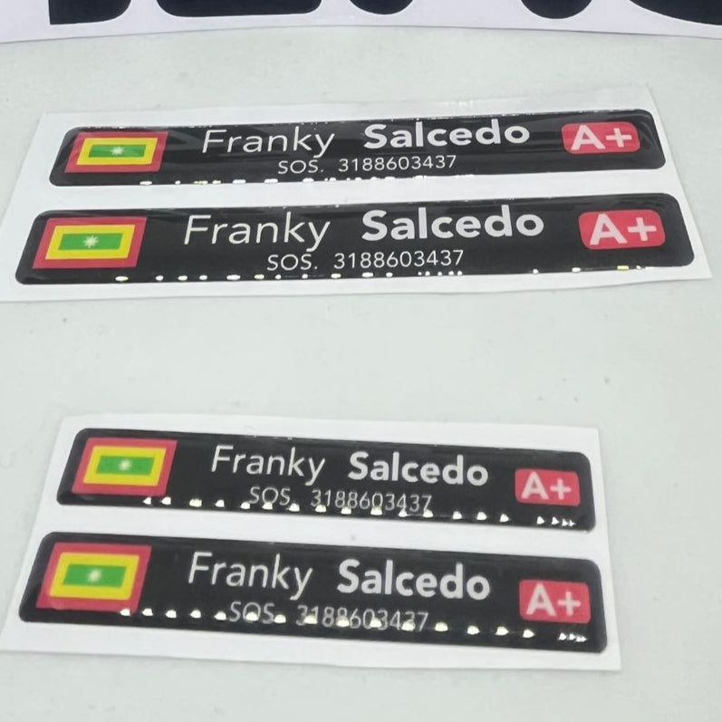 Stickers en vinilo RESINADO. Versión SOS. Pack de 2 GRANDES + 2 PEQUEÑOS.