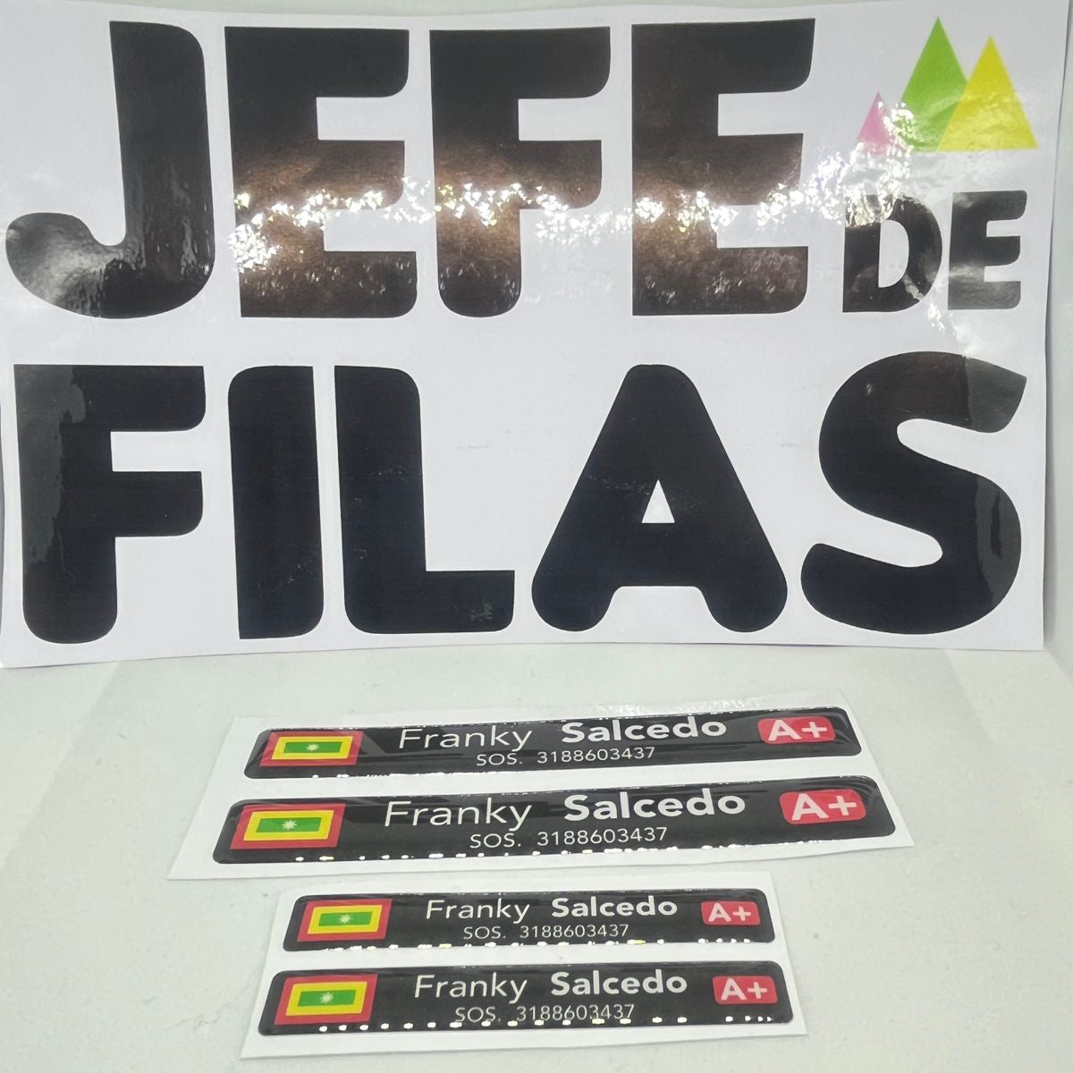 Stickers en vinilo RESINADO. Versión SOS. Pack de 2 GRANDES + 2 PEQUEÑOS.