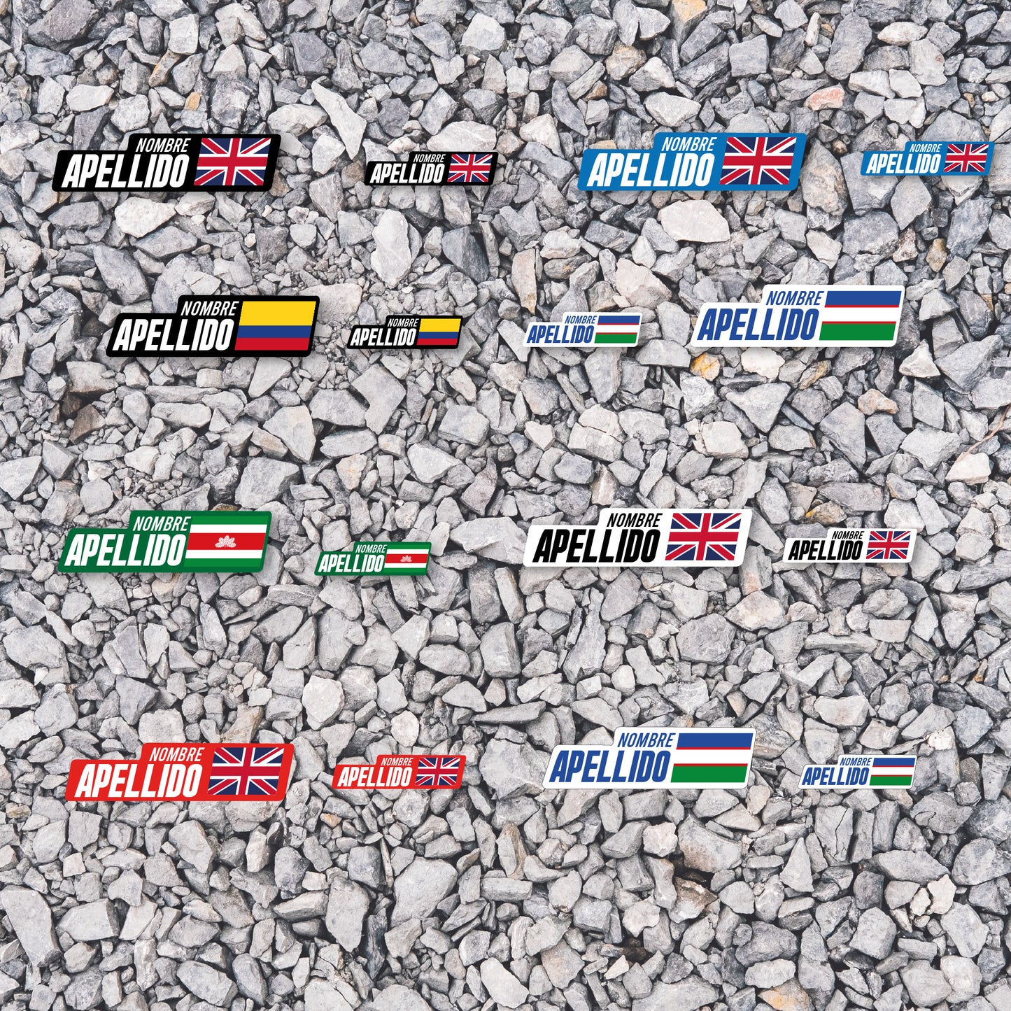 Stickers en Vinilo LAMINADO. Versión PRO2. Pack 4 GRANDES + 4 PEQUEÑOS.