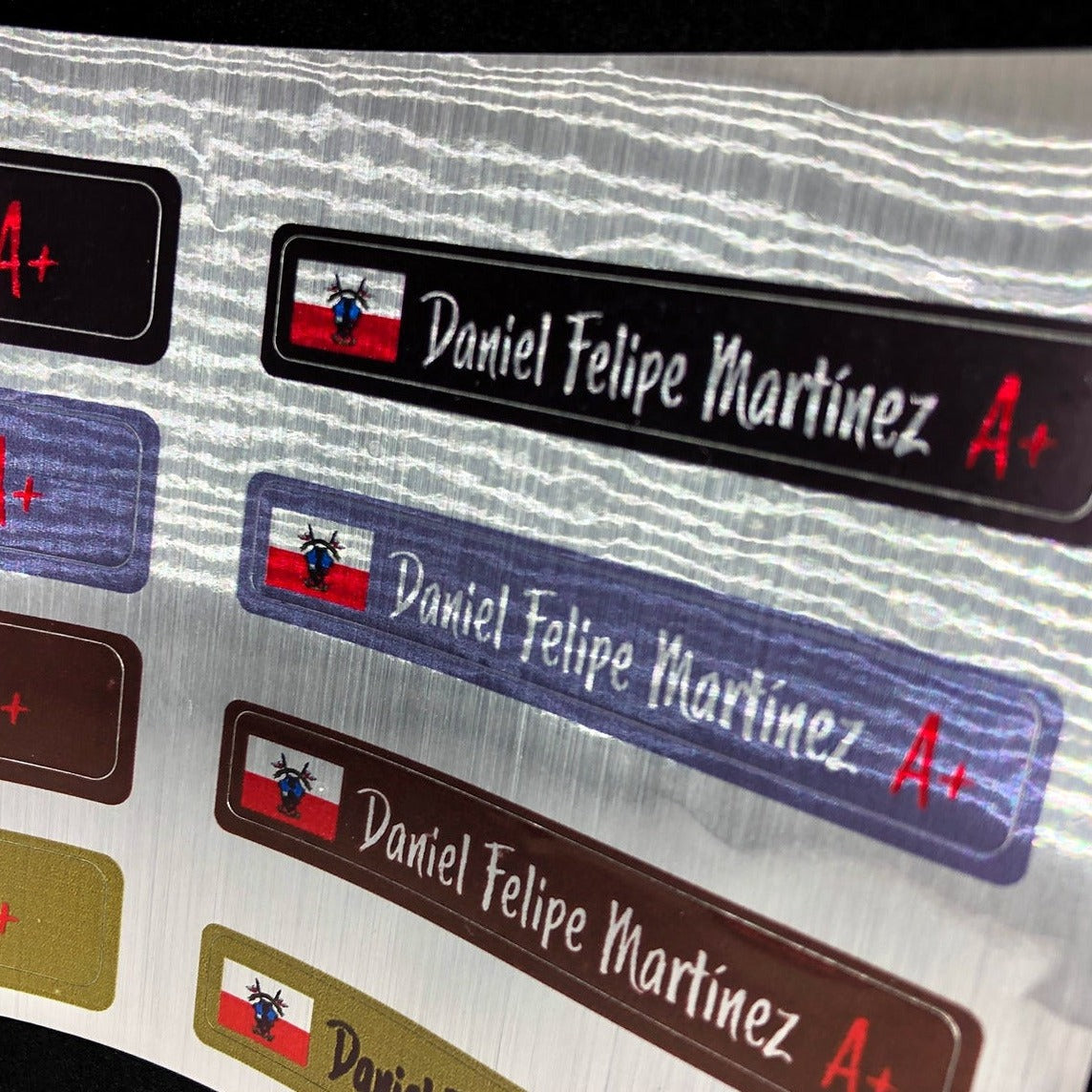 Stickers en Vinilo LAMINADO METALIZADO. Diferentes versiones. Pack 8 GRANDES + 8 PEQUEÑOS.