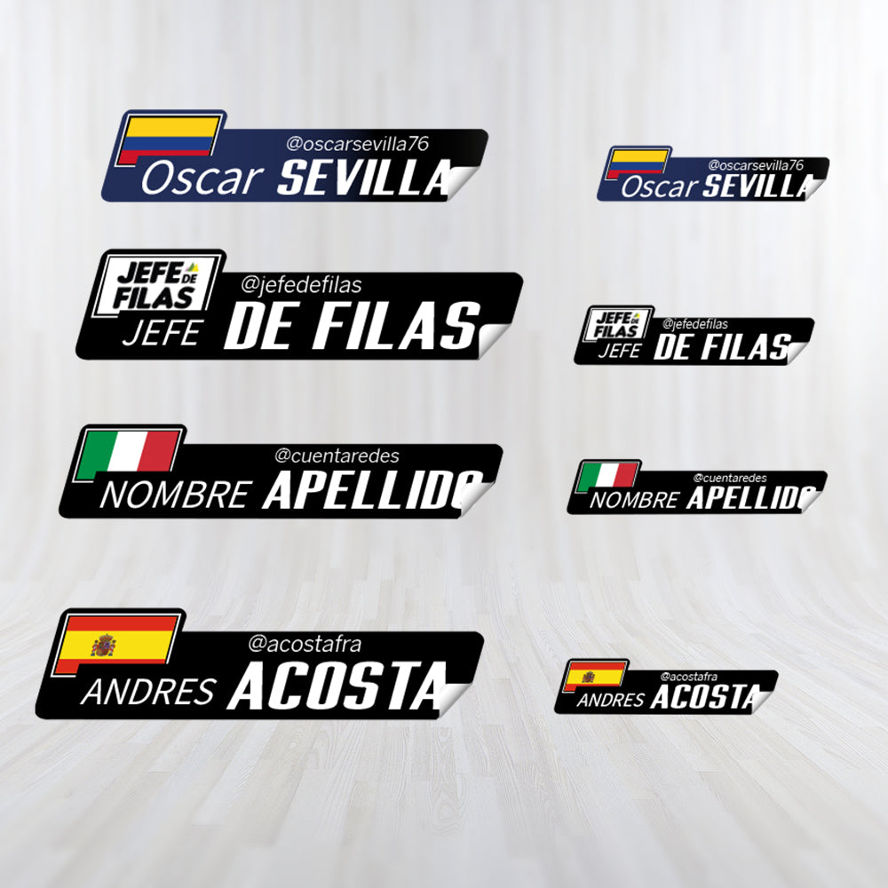 Stickers en Vinilo LAMINADO. Versión PRO2. Pack 4 GRANDES + 4 PEQUEÑOS.