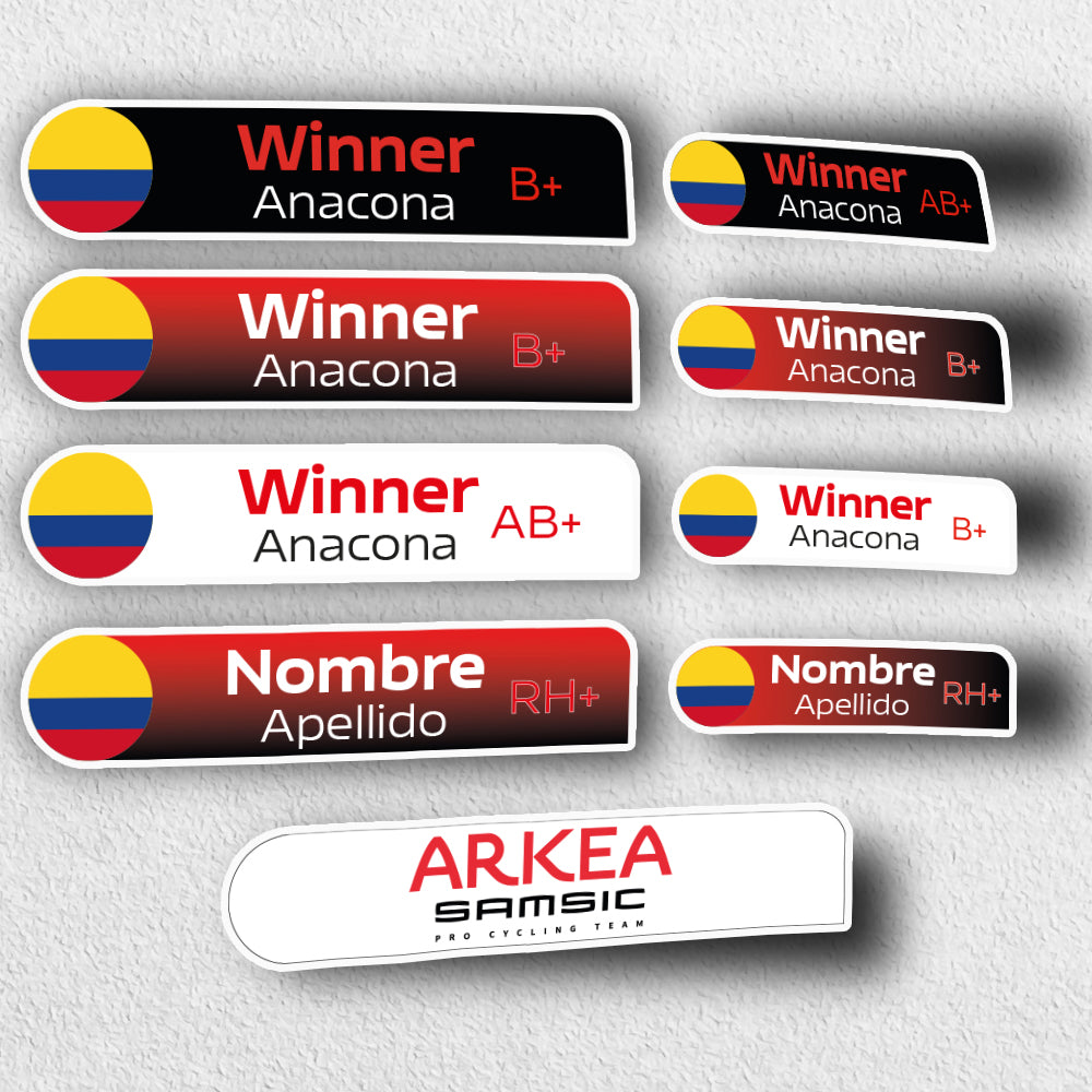 LAMINATED Vinyl Stickers. TEAMS version. Pack 4 LARGE + 4 SMALL + LOGO.