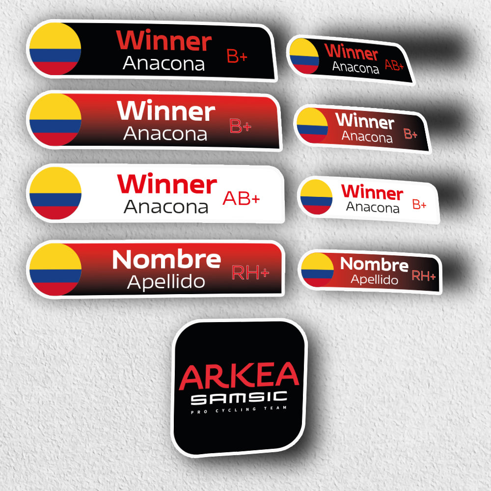 LAMINATED Vinyl Stickers. TEAMS version. Pack 4 LARGE + 4 SMALL + LOGO.