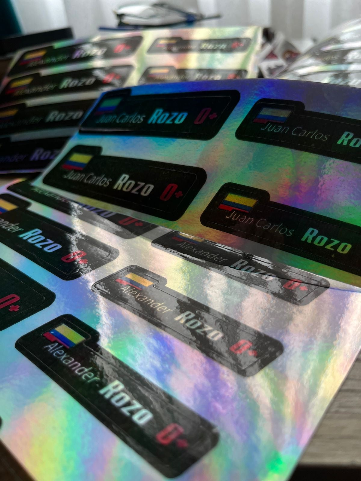 Iridescent vinyl stickers. Different versions. Pack of 8 LARGE + 8 SMALL.