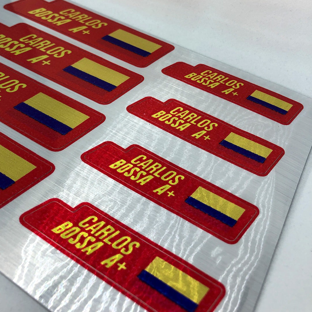 Stickers en Vinilo LAMINADO METALIZADO. Diferentes versiones. Pack 8 GRANDES + 8 PEQUEÑOS.