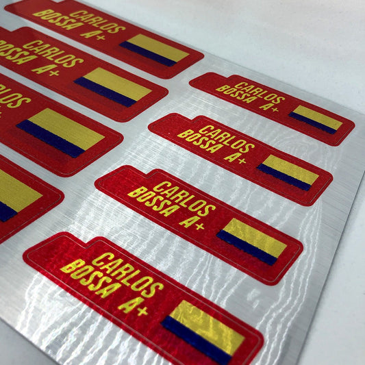 Stickers en Vinilo LAMINADO METALIZADO. Diferentes versiones. Pack 8 GRANDES + 8 PEQUEÑOS.