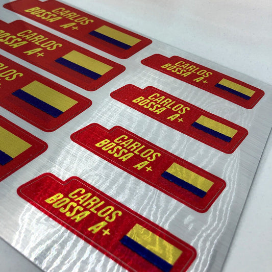 METALLIC LAMINATED Vinyl Stickers. Different versions. Pack 8 LARGE + 8 SMALL.