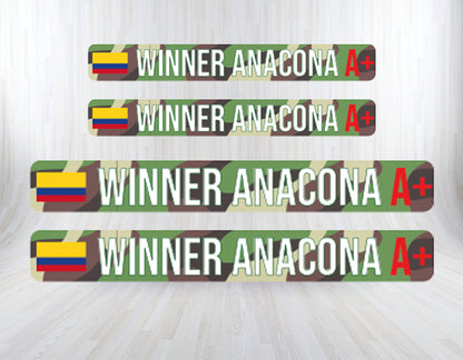 LAMINATED Vinyl Stickers. CAMOUFLAGE version. Pack 4 LARGE + 4 SMALL.