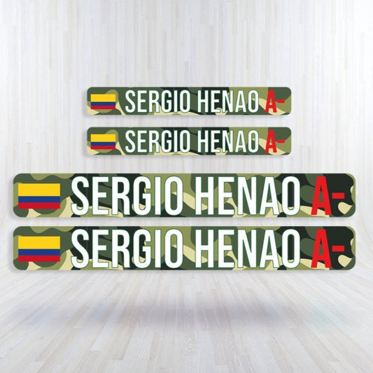 LAMINATED Vinyl Stickers. CAMOUFLAGE version. Pack 4 LARGE + 4 SMALL.