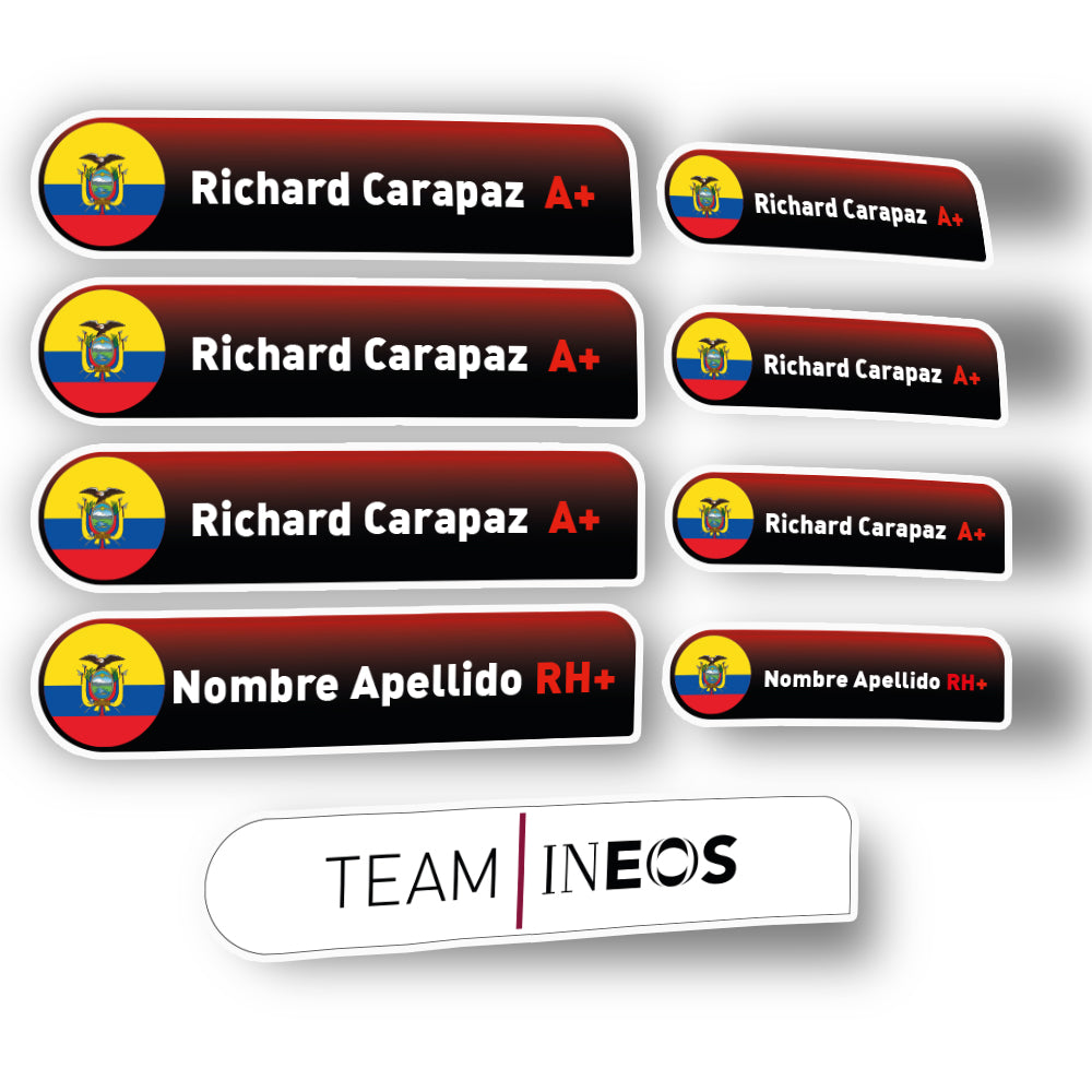 Stickers en Vinilo LAMINADO. Versión TEAMS. Pack 4 GRANDES + 4 PEQUEÑOS + LOGO.